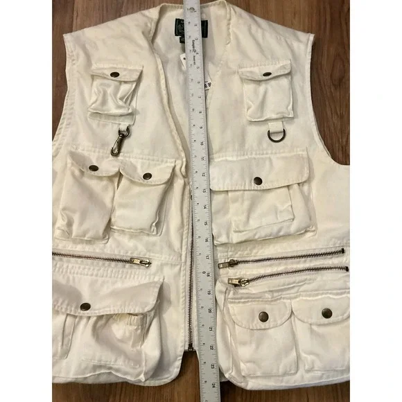 Vintage Polo Country Fishing Hunting Vest Ivory Sportsman USA Rare NEW Deadstock
